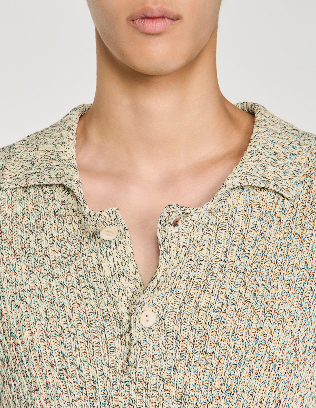 Мужское трикотажное поло из меланжевого хлопка_3