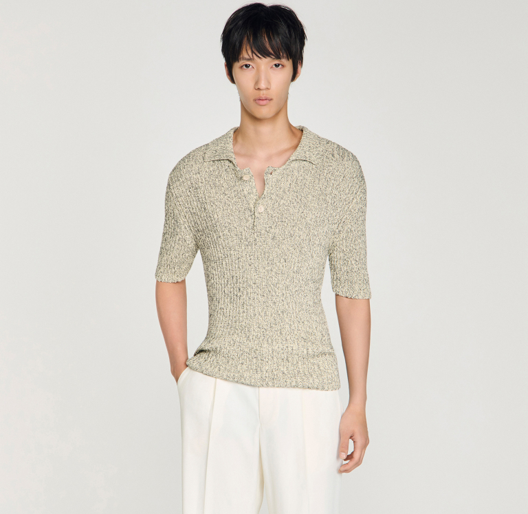 Мужское трикотажное поло из меланжевого хлопка