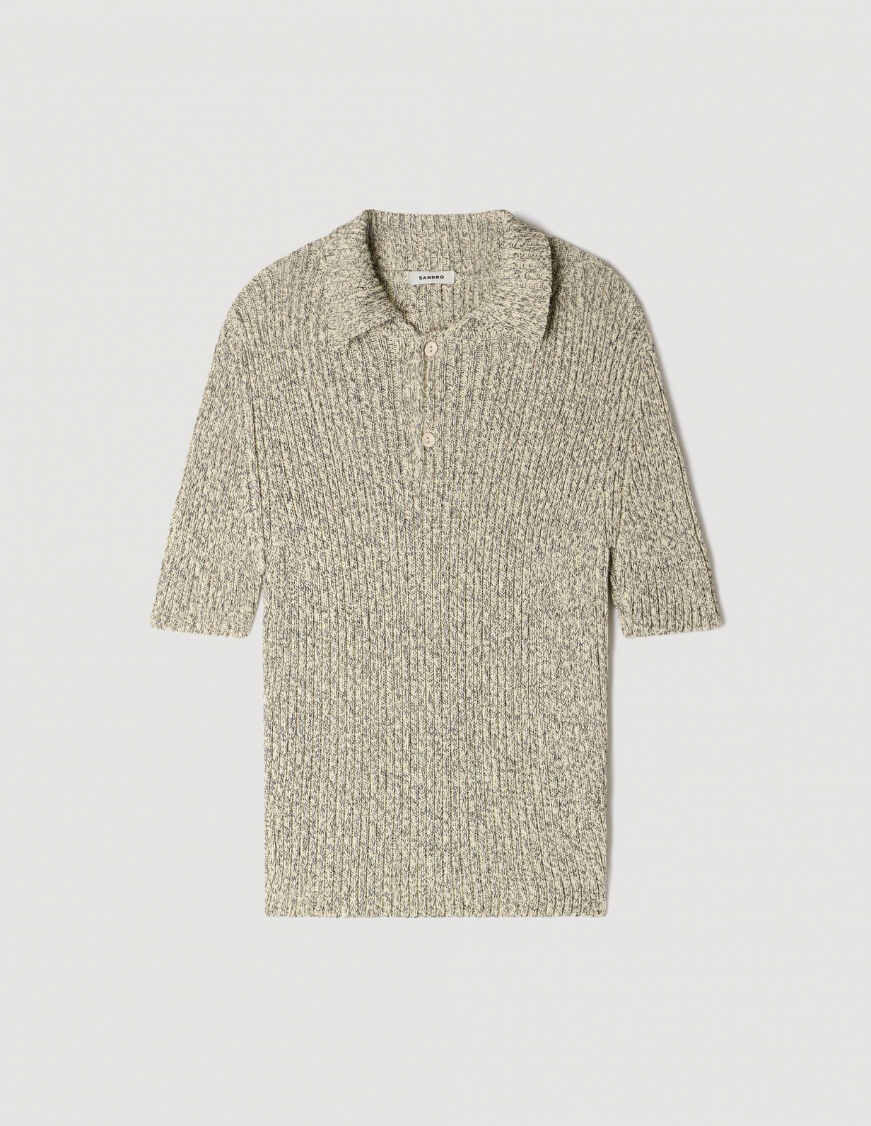 Мужское трикотажное поло из меланжевого хлопка_6