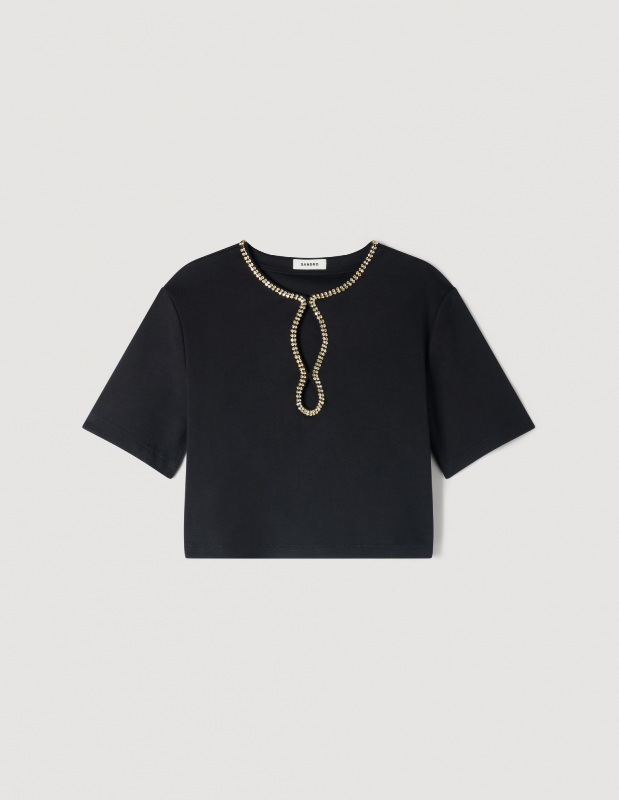 Женская укороченная футболка со стразами_6