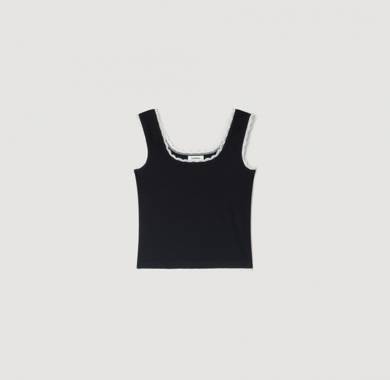 Жіночий чорний топ з вишивкою бісером