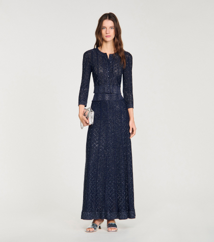 Жіноча довга в'язана спідниця зі стразами