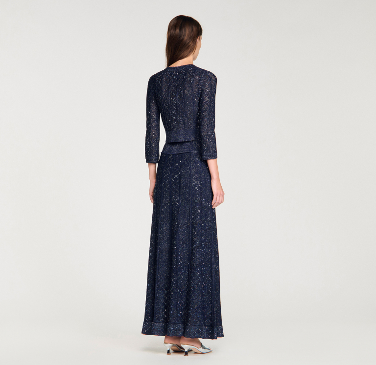 Жіночий короткий в'язаний кардиган зі стразами