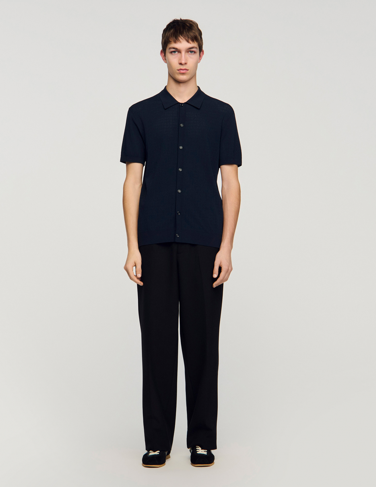 Чоловіче синє поло на ґудзиках_2