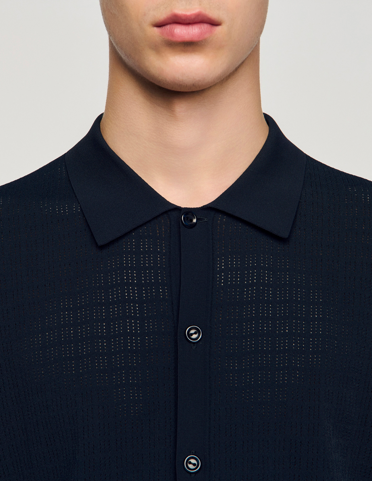 Чоловіче синє поло на ґудзиках_3