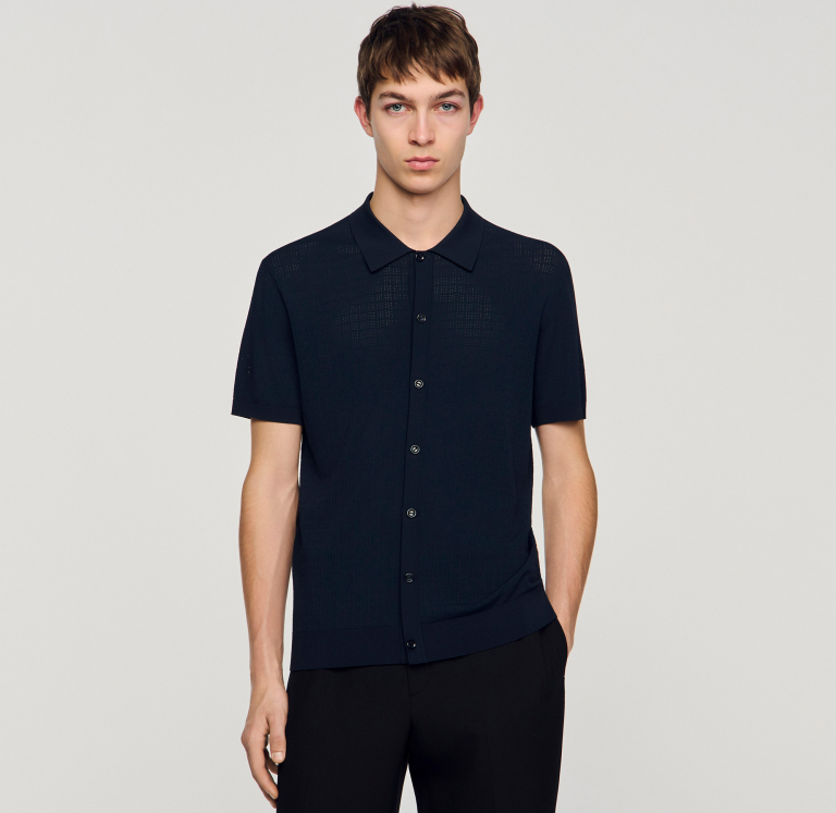 Чоловіче синє поло на ґудзиках