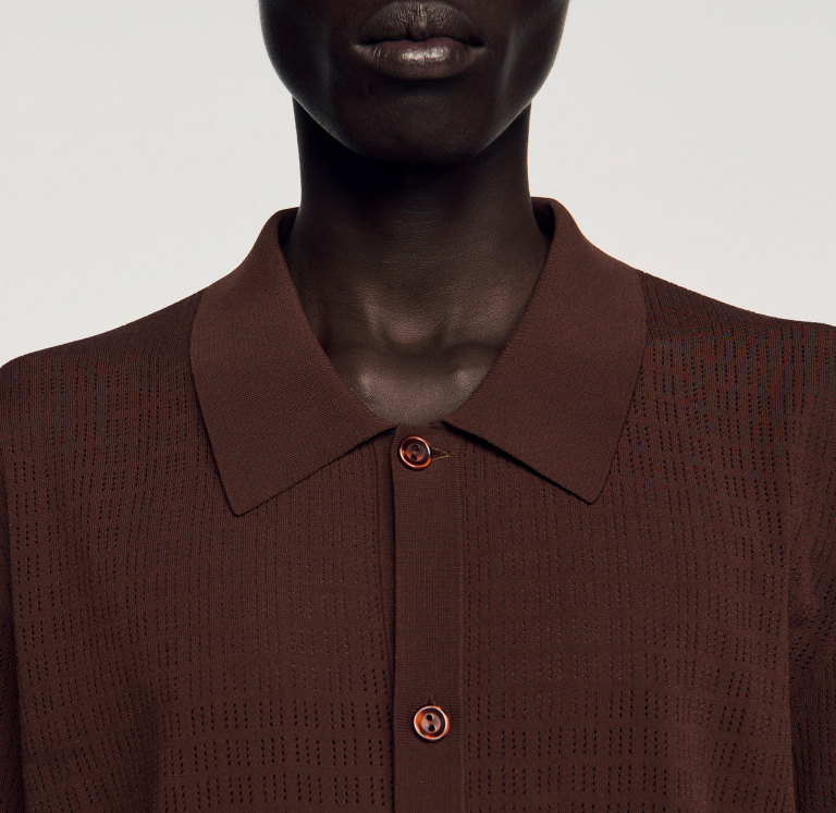 Мужская коричневая ажурная рубашка