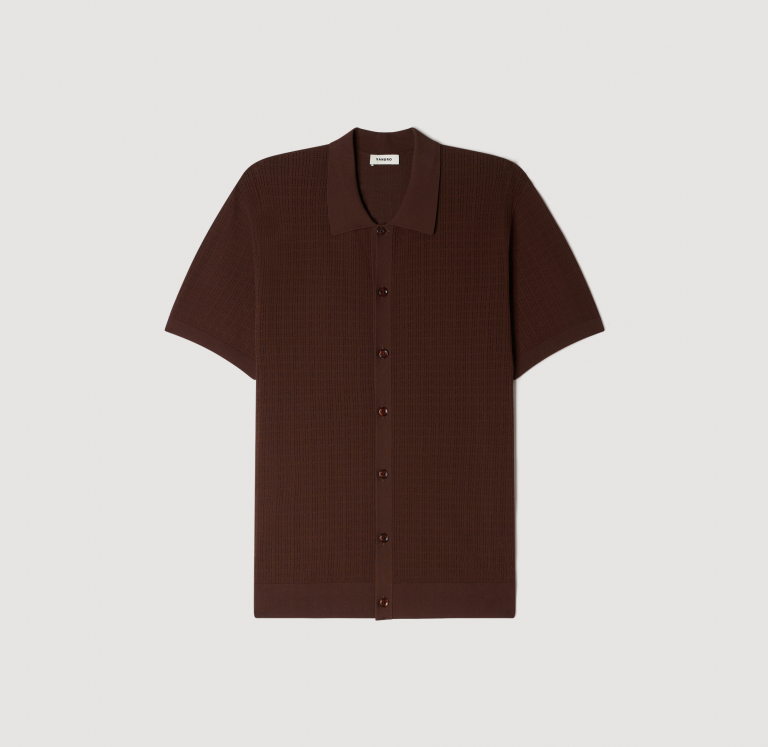 Мужская коричневая ажурная рубашка