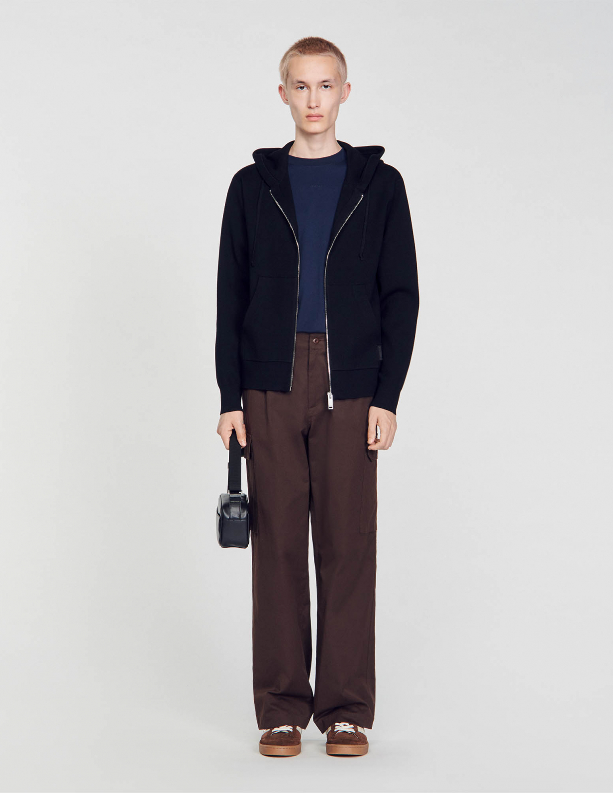 Мужское черное худи на молнии_1