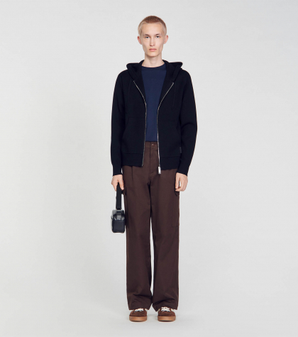 Мужское черное худи на молнии