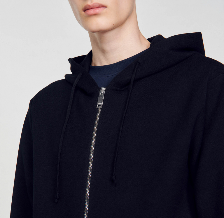 Мужское черное худи на молнии