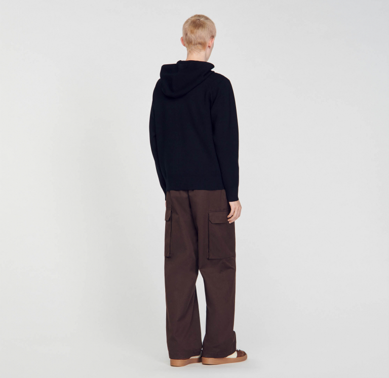 Мужское черное худи на молнии