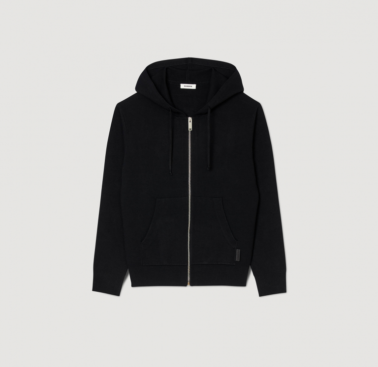 Мужское черное худи на молнии