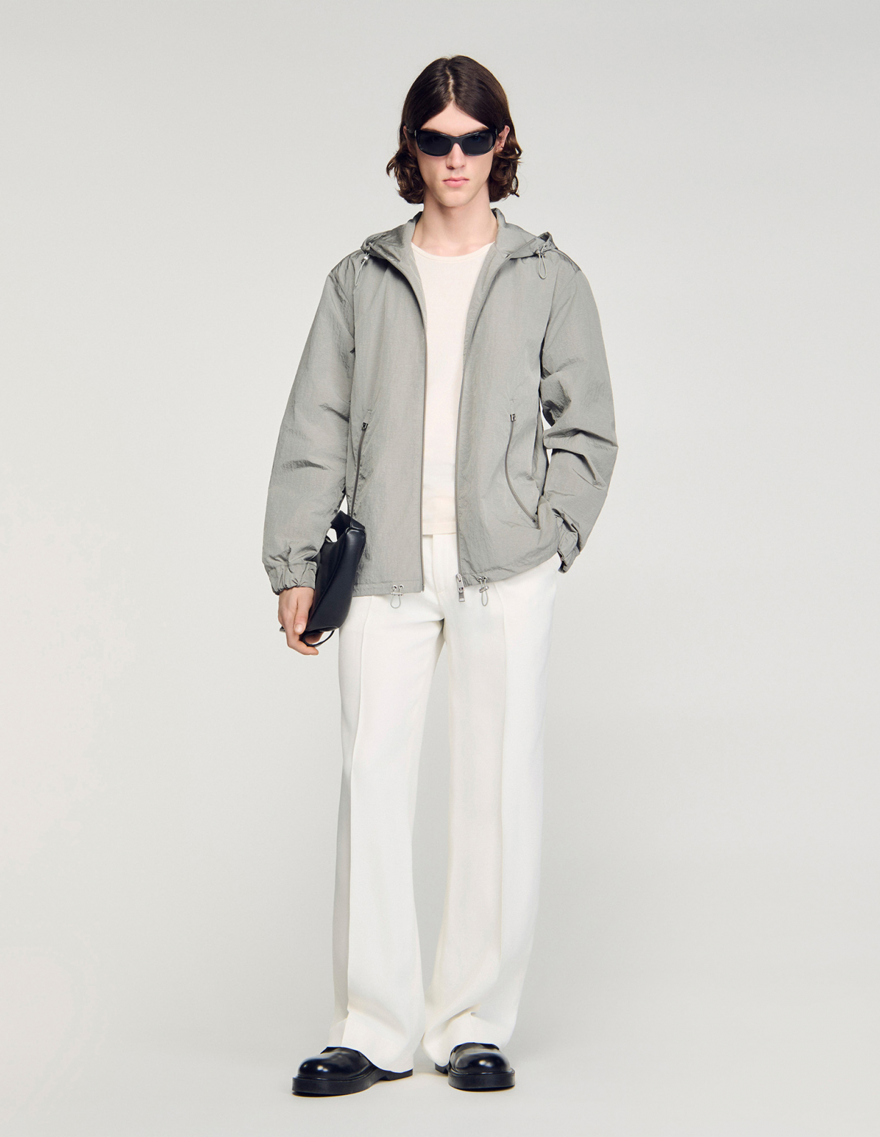 Чоловіча куртка з технічної тканини, з капюшоном_1