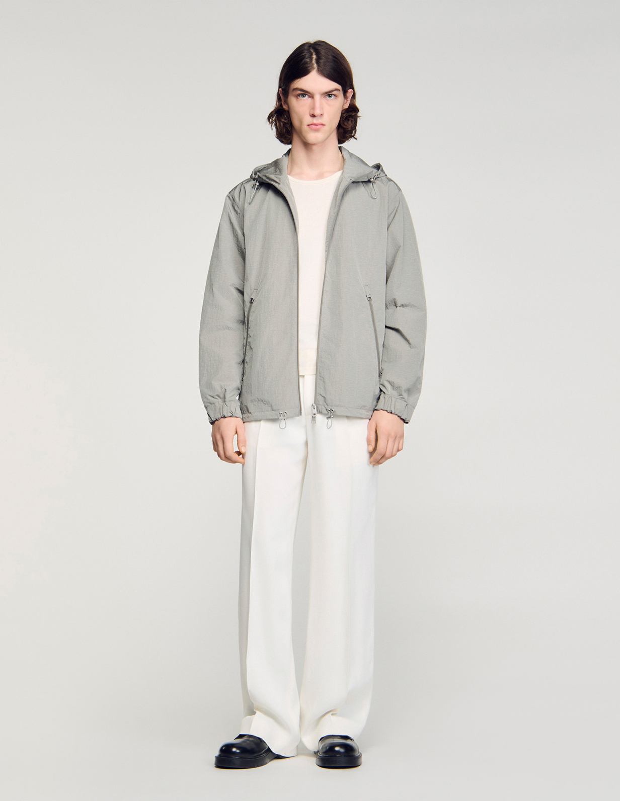 Чоловіча куртка з технічної тканини, з капюшоном_2