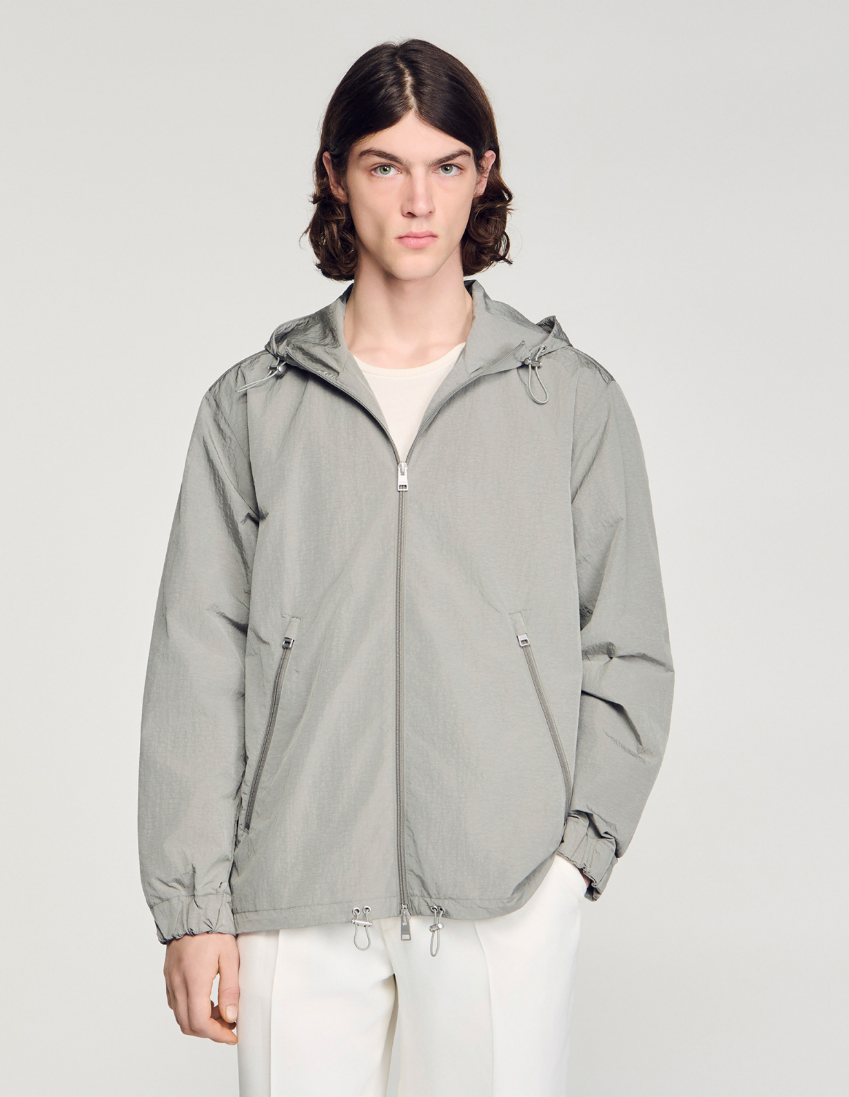 Чоловіча куртка з технічної тканини, з капюшоном_4