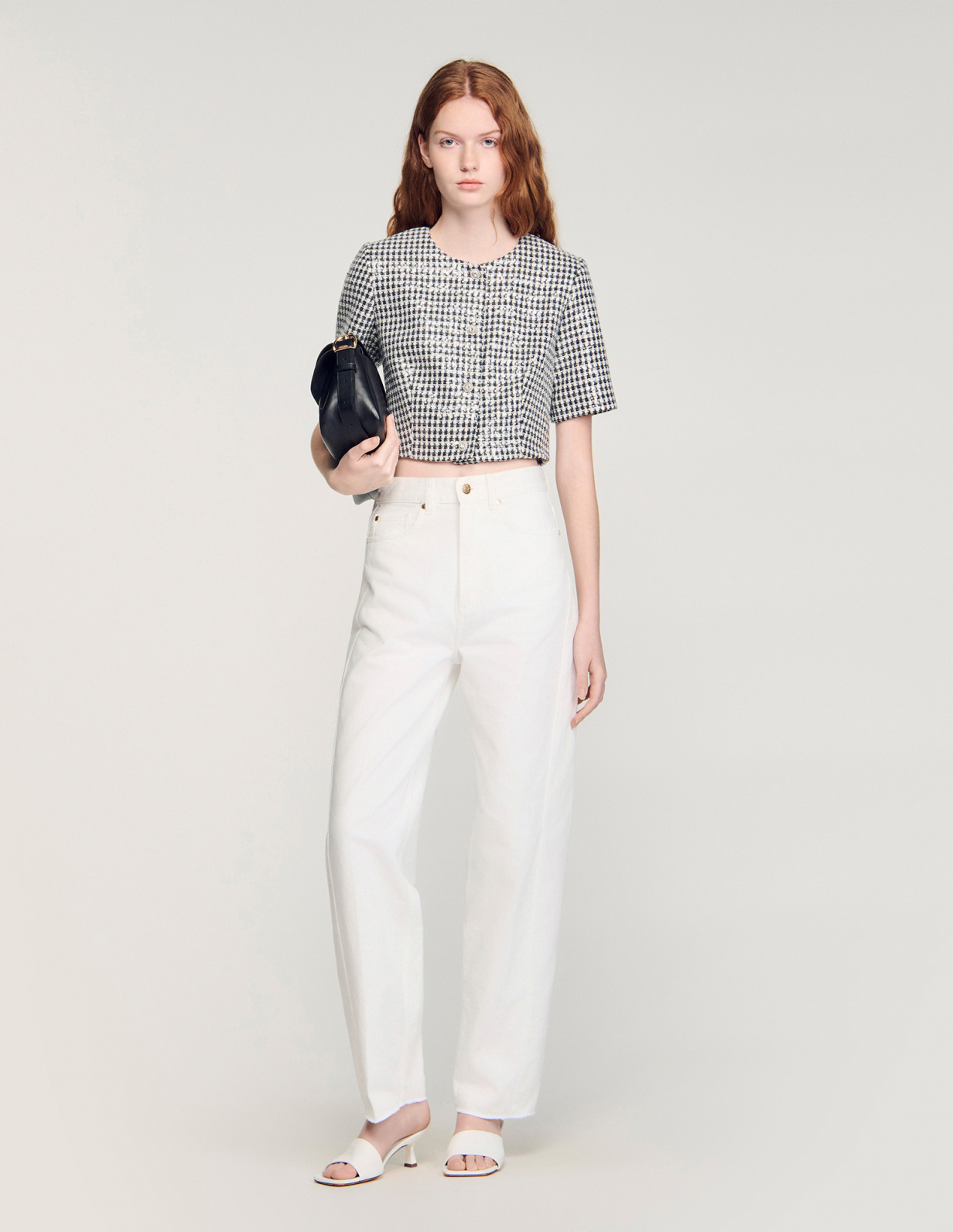 Жіночий твідовий жакет у візерунок 