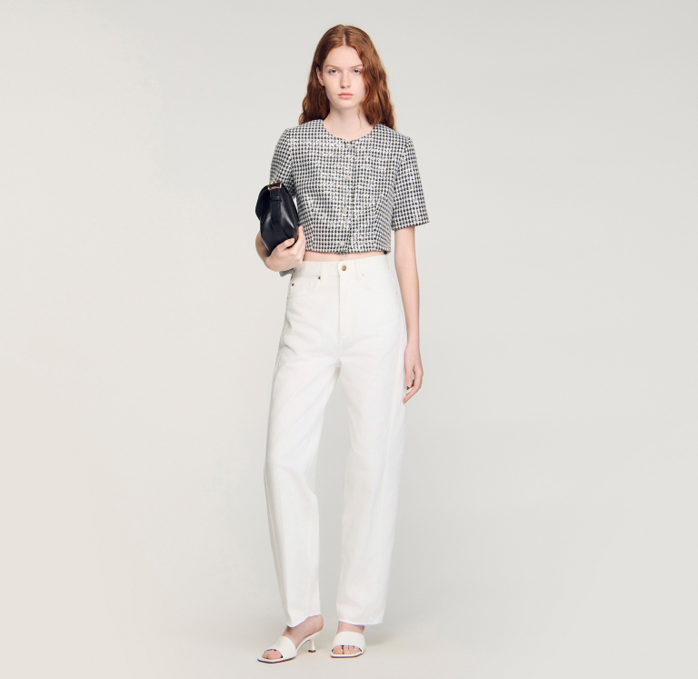 Жіночий твідовий жакет у візерунок 