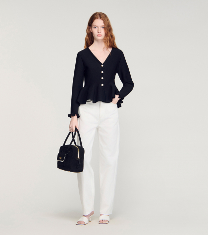 Жіночий чорний кардиган з баскою