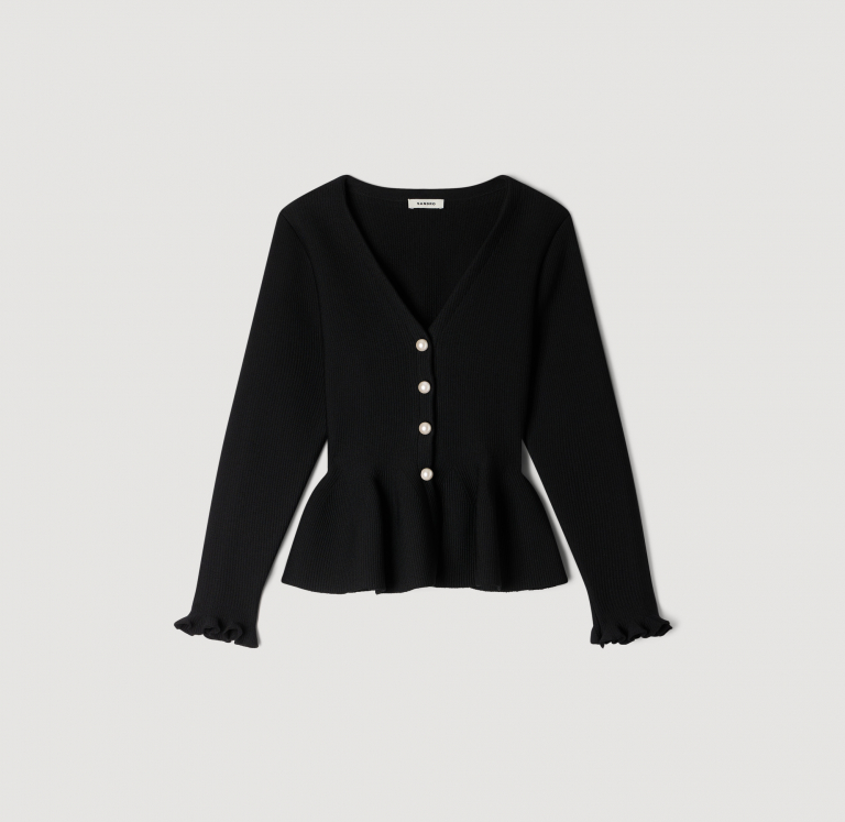 Жіночий чорний кардиган з баскою
