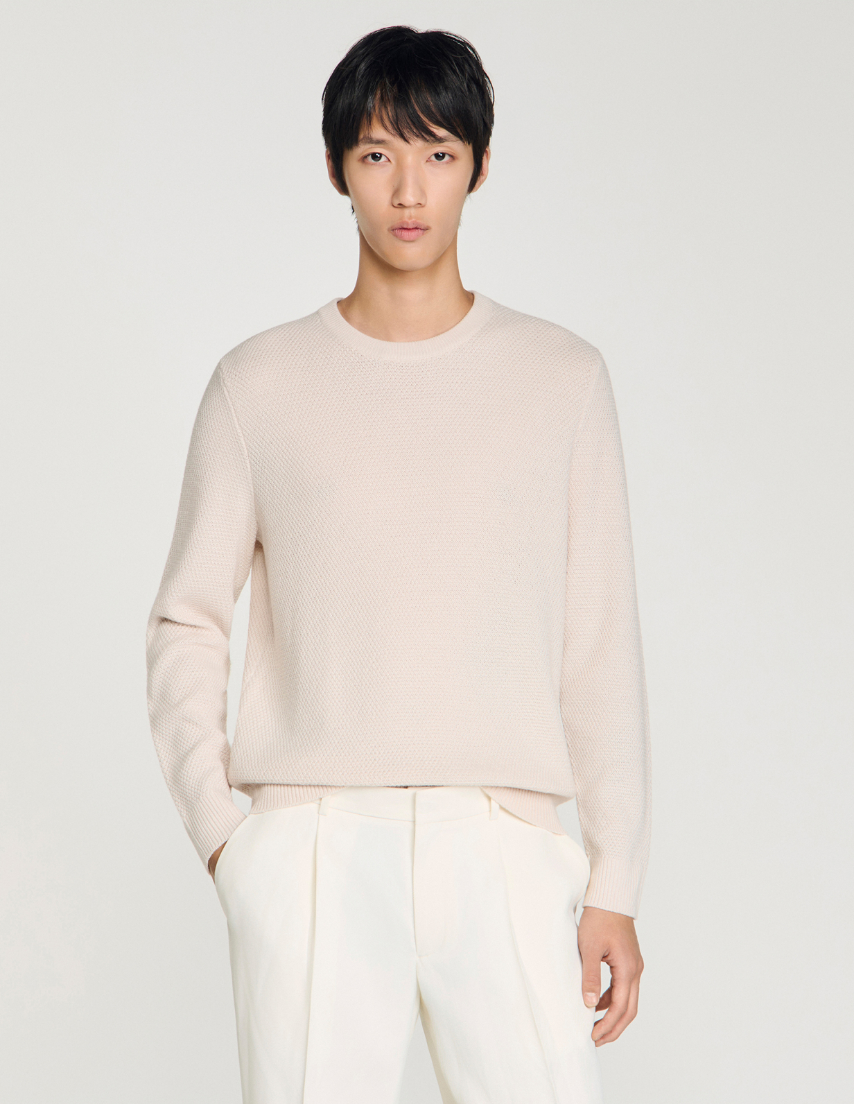 Мужской молочный джемпер_4