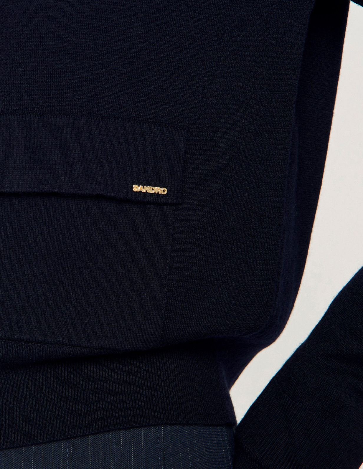 Женский синий джемпер с V-образным вырезом_3