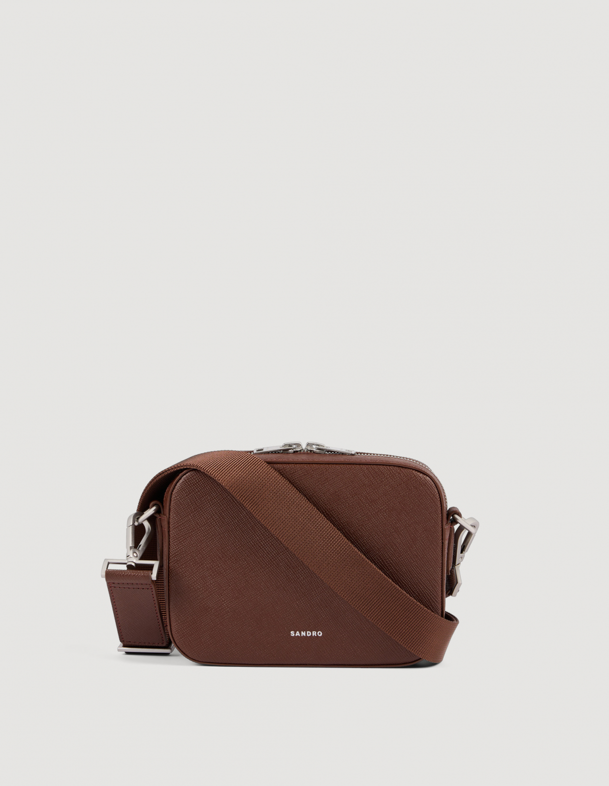 Чоловіча коричнева сумка з переробленої шкіри_1