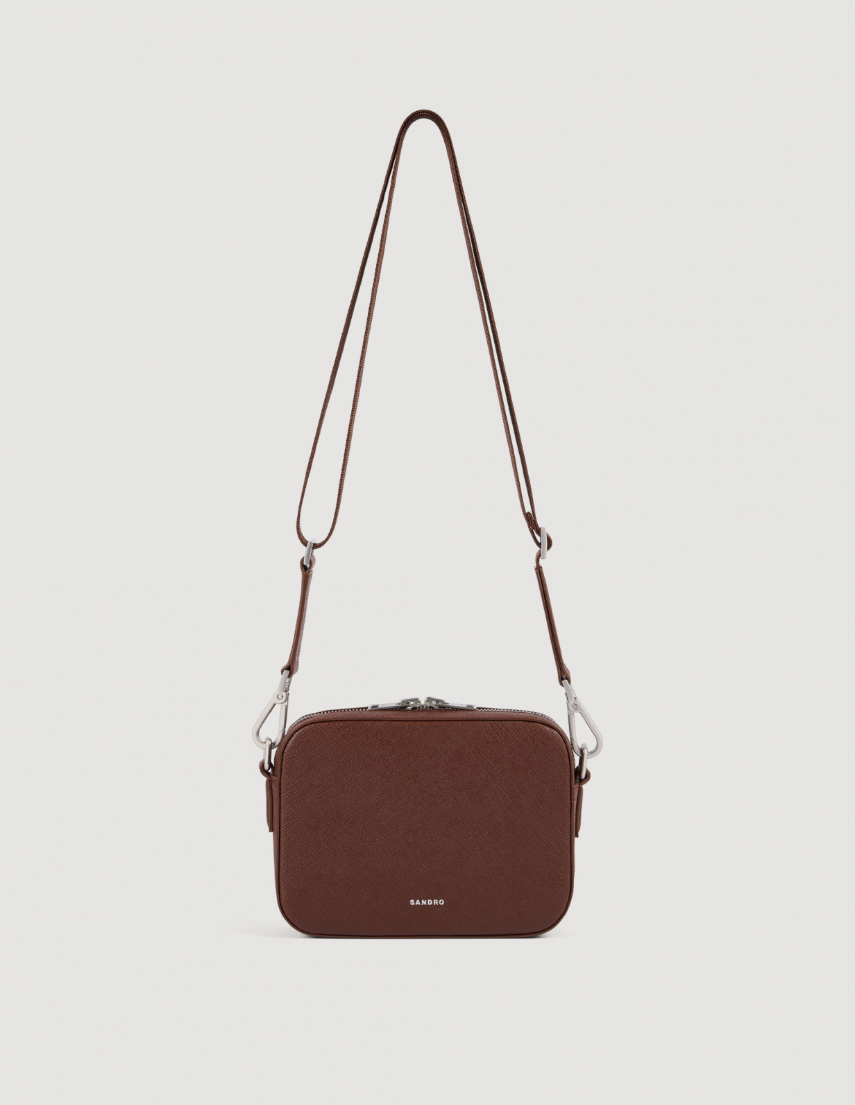 Чоловіча коричнева сумка з переробленої шкіри_4