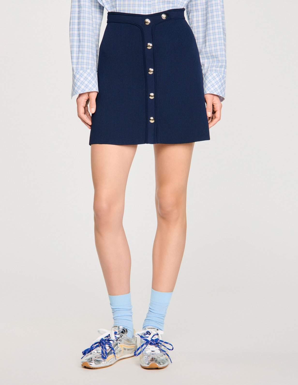 Жіноча спідниця у рубчик із застібкою на кнопках_4