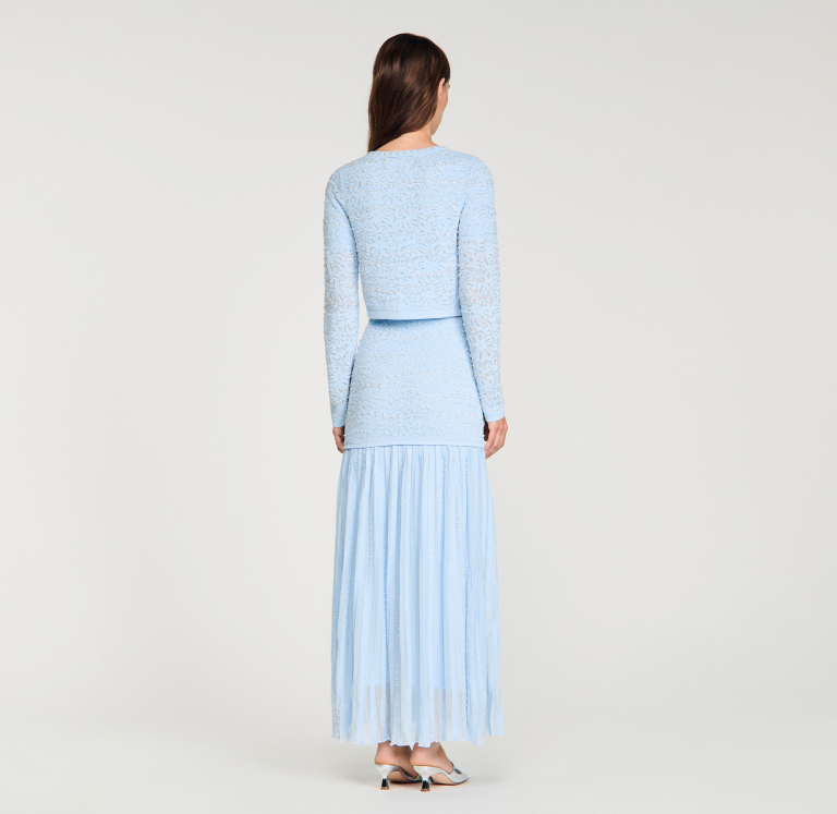 Жіночий укорочений кардиган, прикрашений перлами