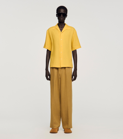 Чоловіча жовта льняна сорочка