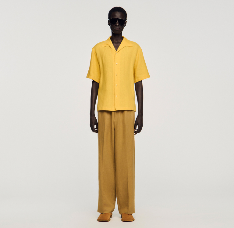 Чоловіча жовта льняна сорочка