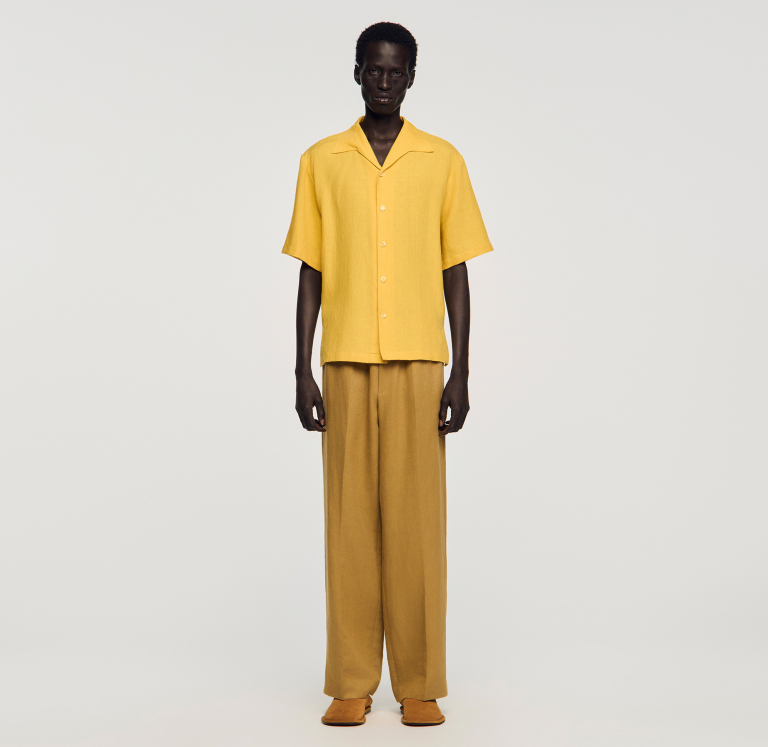 Чоловіча жовта льняна сорочка