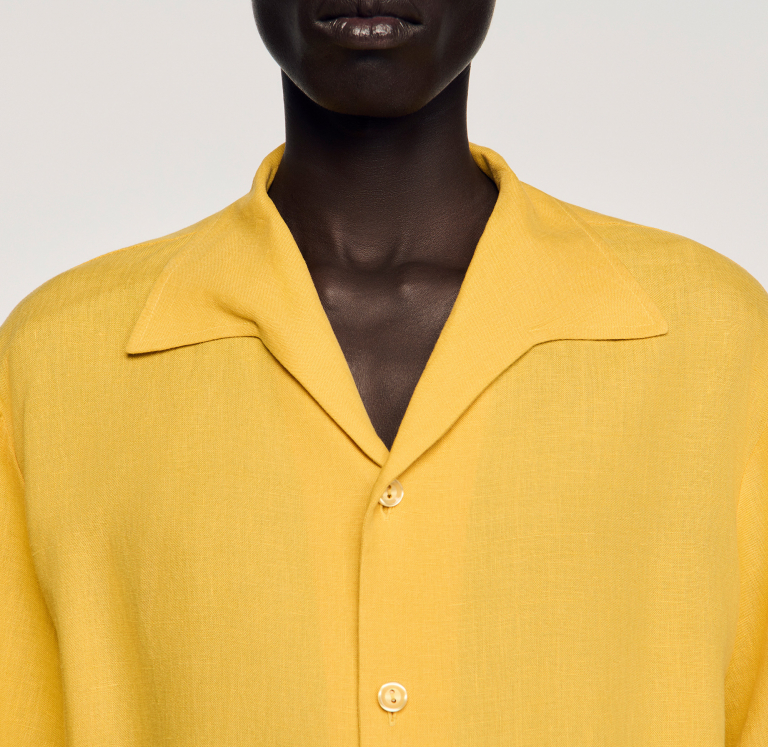 Чоловіча жовта льняна сорочка