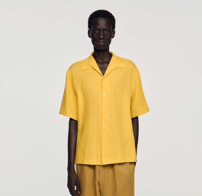 Чоловіча жовта льняна сорочка