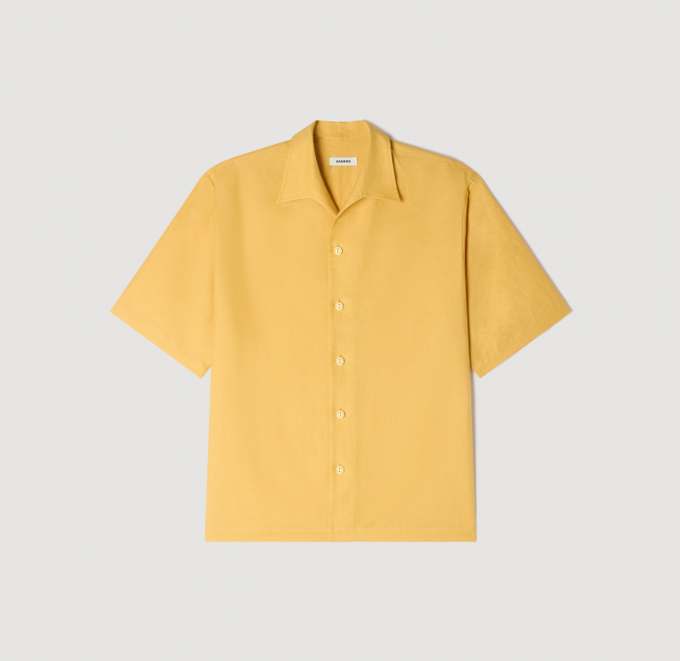 Чоловіча жовта льняна сорочка