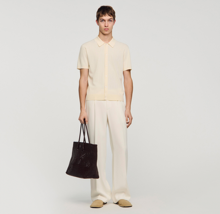 Чоловіче молочне поло на ґудзиках