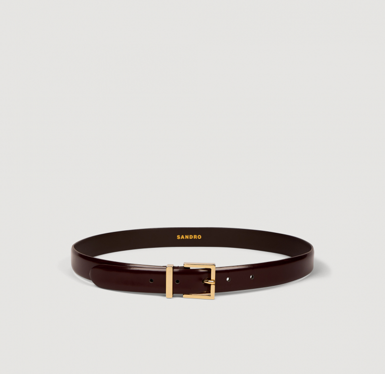 Жіночий бордовий ремінь з квадратною пряжкою