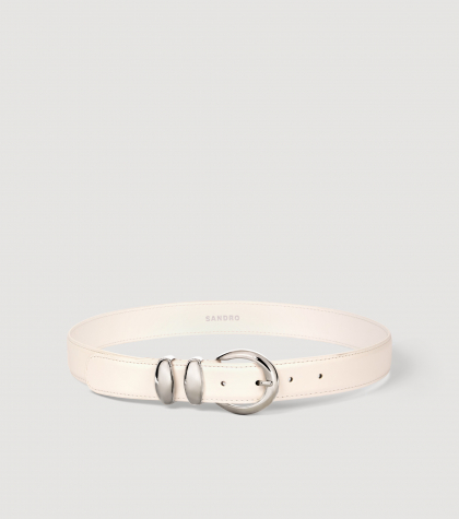 Жіночий білий ремінь з круглою пряжкою