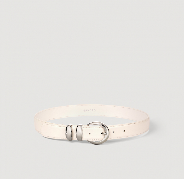 Жіночий білий ремінь з круглою пряжкою