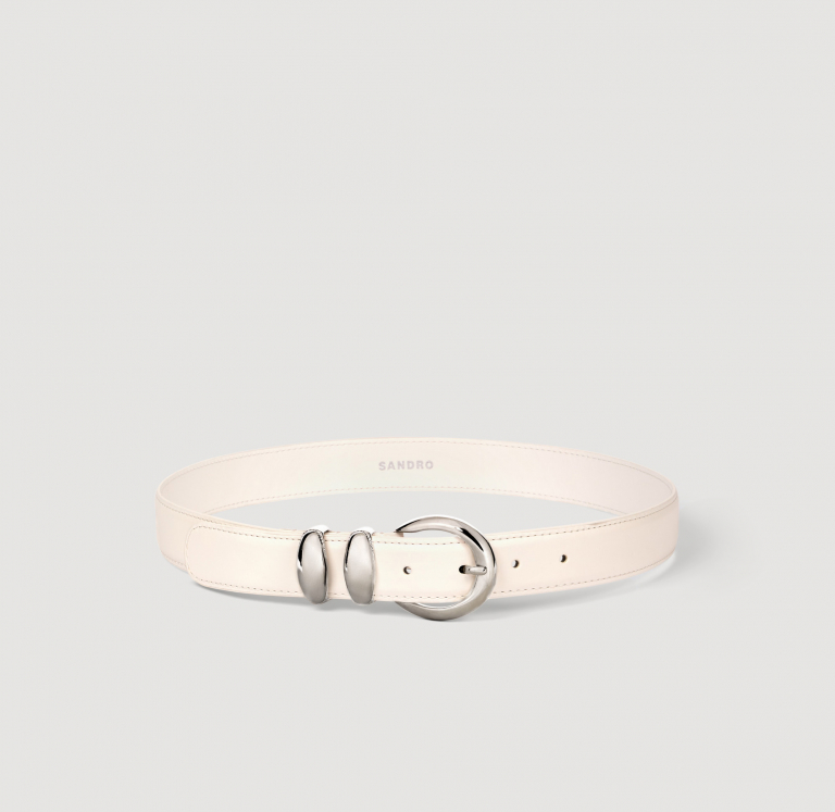 Жіночий білий ремінь з круглою пряжкою