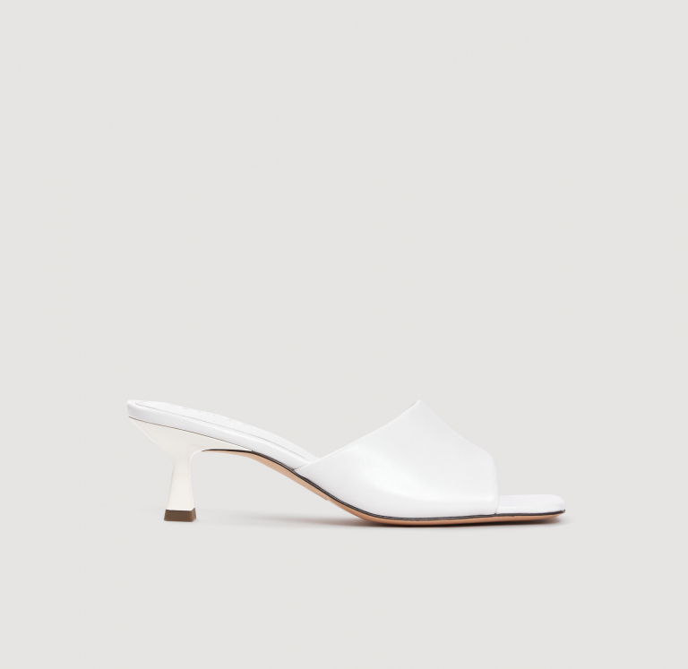 Женские мюли на каблуке из гладкой кожи