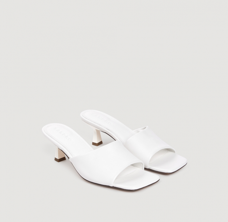 Женские мюли на каблуке из гладкой кожи