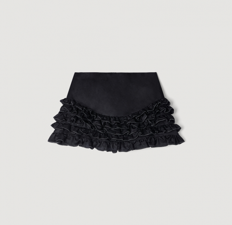 Жіноча спідниця-шорти з оборками і декоративною строчкою