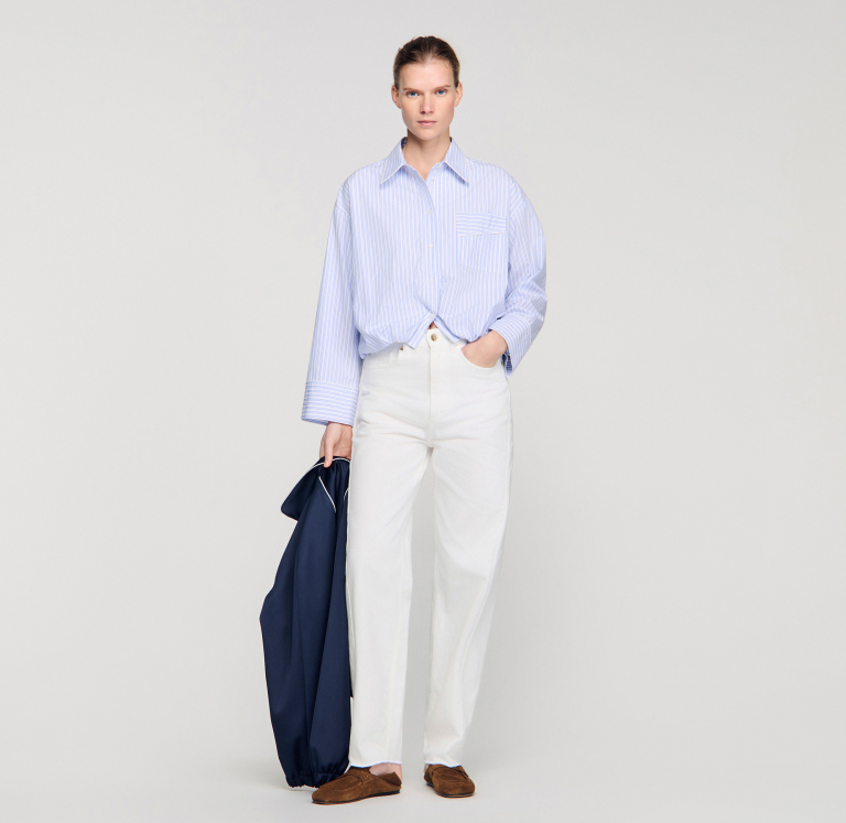 Женская полосатая короткая рубашка