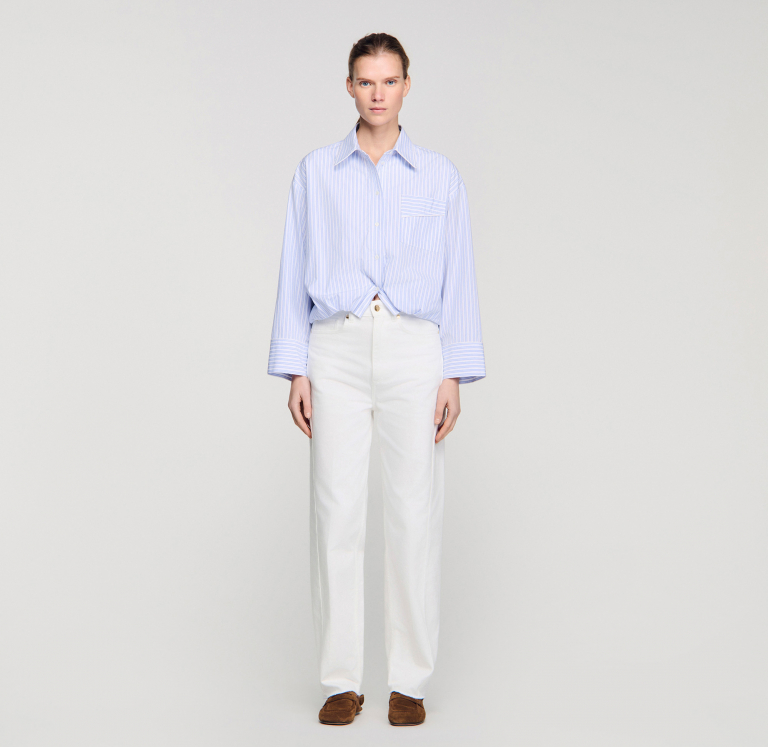 Женская полосатая короткая рубашка