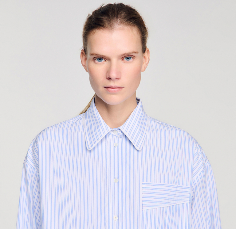 Женская полосатая короткая рубашка