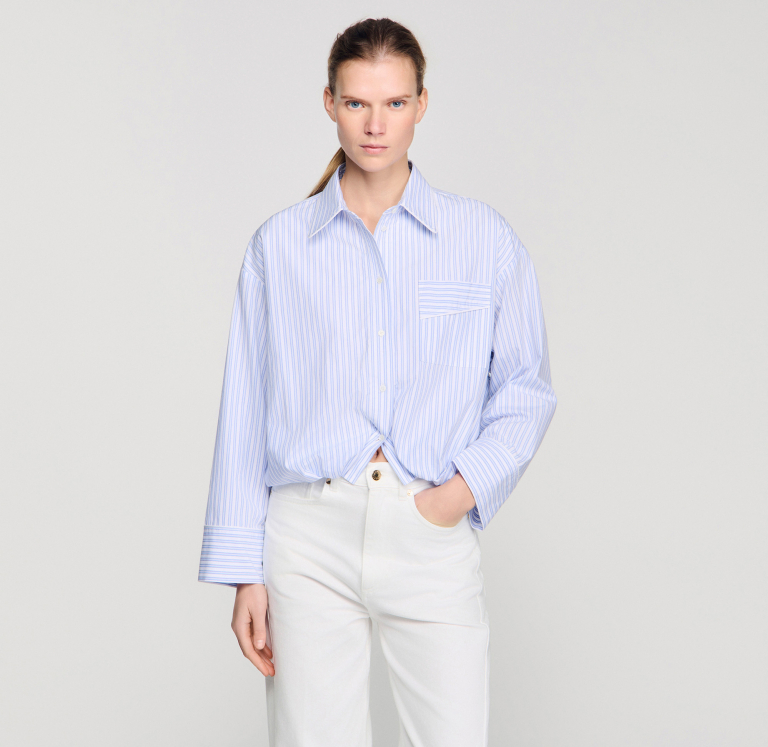 Женская полосатая короткая рубашка