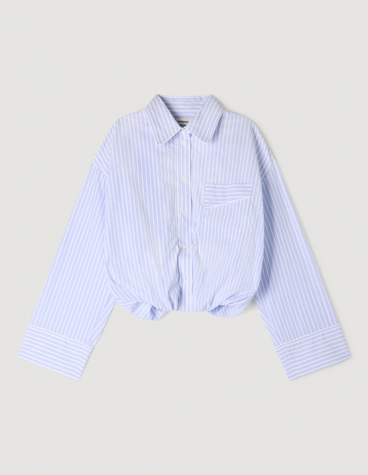 Женская полосатая короткая рубашка_7