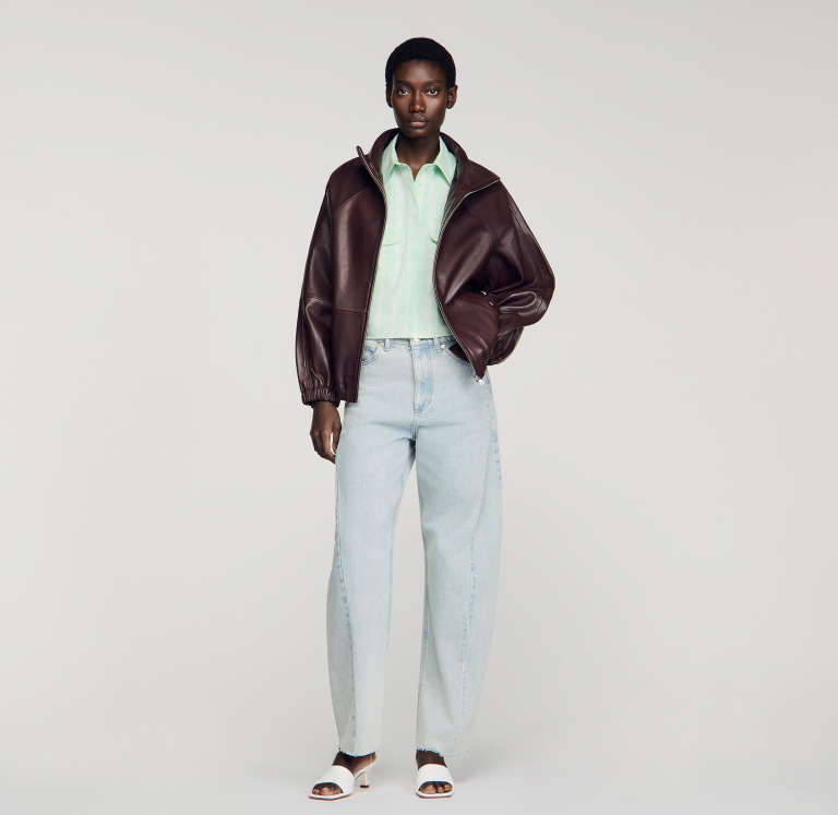 Женская рубашка в клетку с коротким рукавом